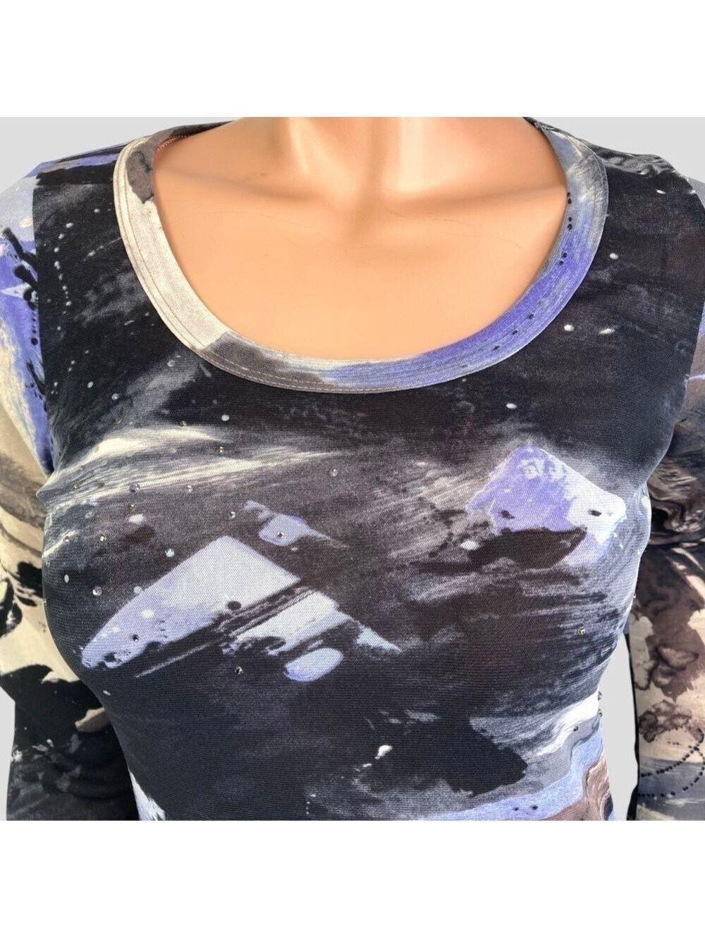 Karen Kane Mesh Top S Fairy Grunge Splatter & Brush Stroke Sparkle CyberGoth - Picture 7 of 15